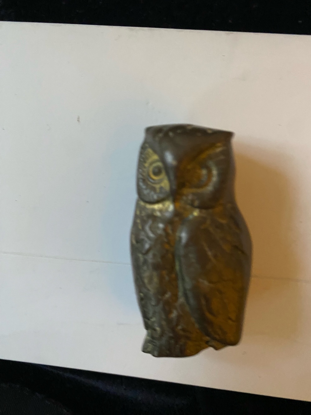 Vintage Decorative Brass Owl Accent Figurine in Antique Brown